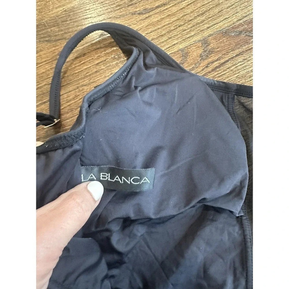 La Blanca Mesh Insert One Piece Swimsuit Black US 14 M0261 - Picture 8 of 8